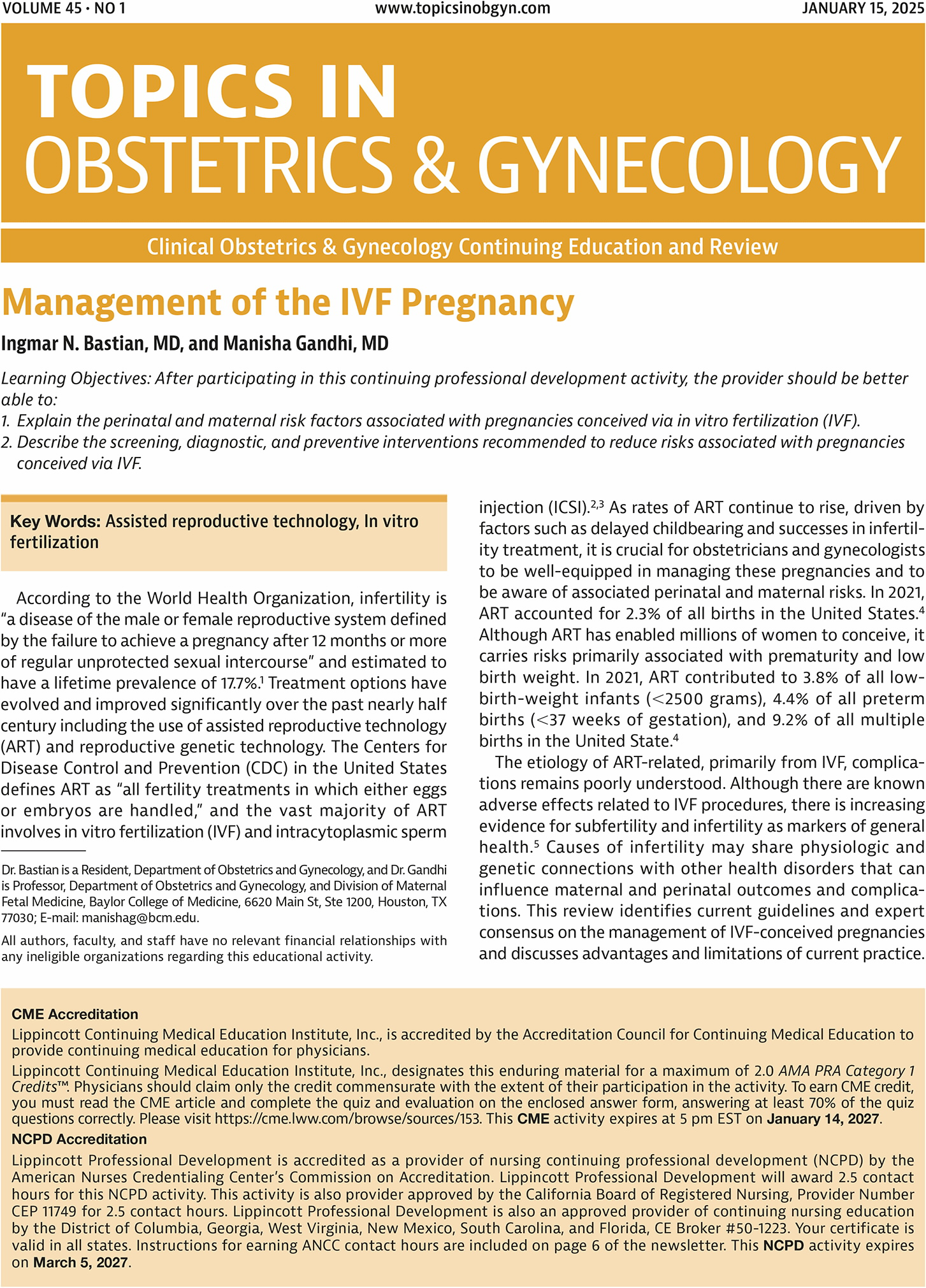 Topics in Obstetrics & Gynecology