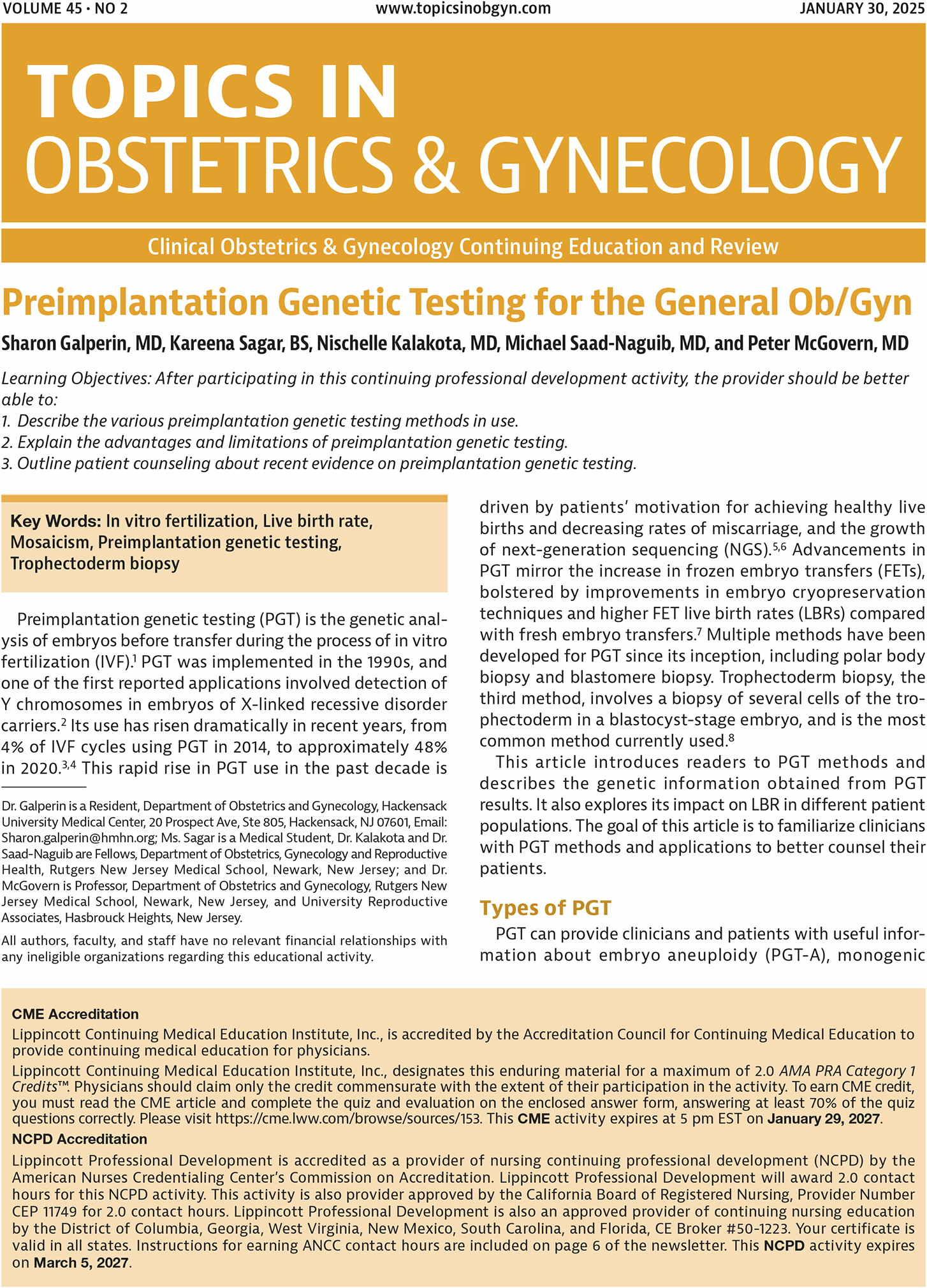 Topics in Obstetrics & Gynecology